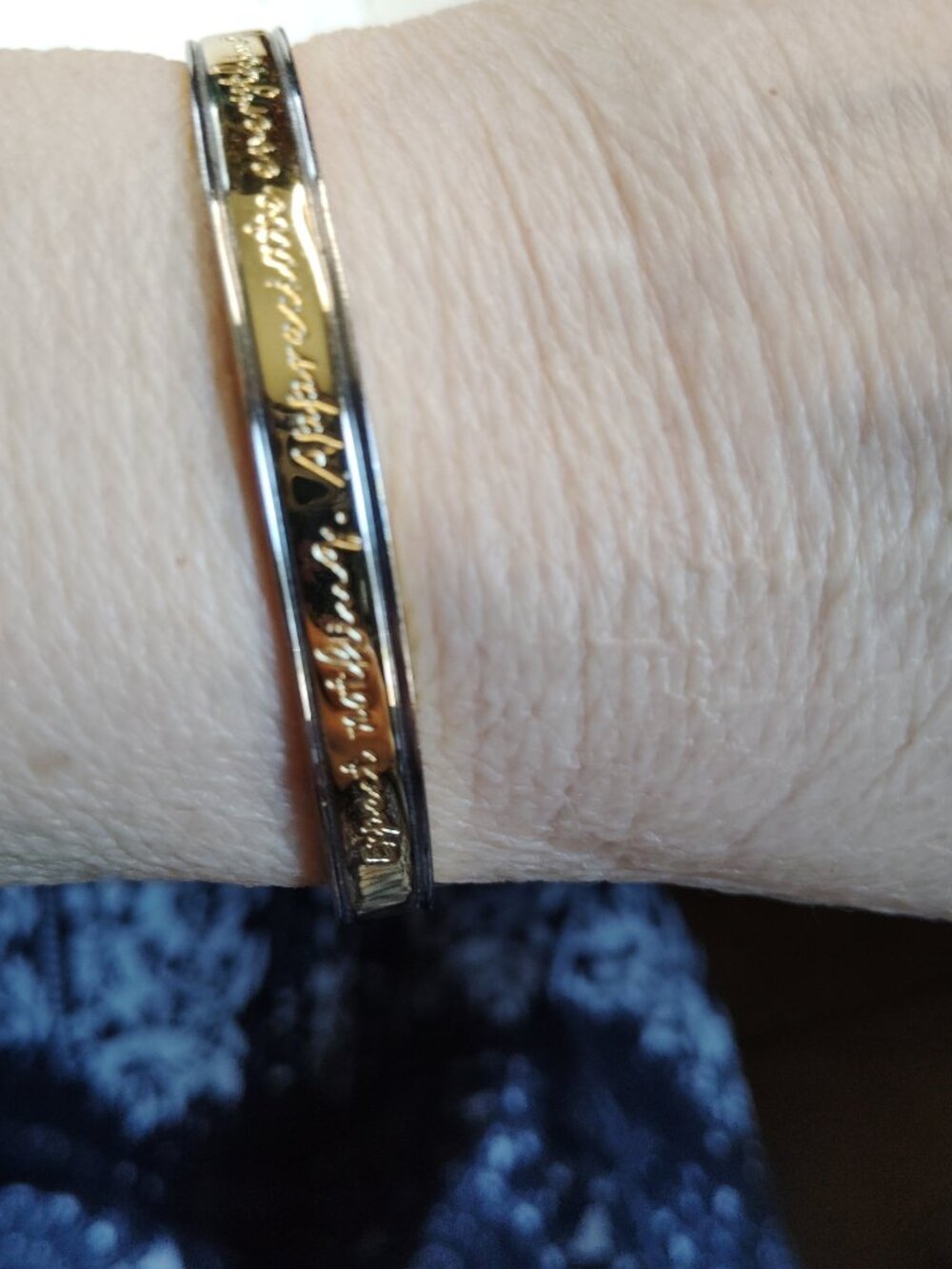 Rustic Cuff Gold & Silver “Expect Nothing” Quote Bracelet - Picture 5 of 8